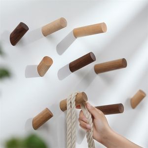 Robe Hooks Natural Wood Clothes Hanger Wall Mounted Coat Hook Decorative Key Holder Hat Scarf Handbag Storage Hanger Bathroom Rack 220901