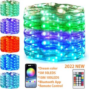 Akıllı Uygulama LED Dize 10M 100LED RGB Renkli Peri Işık Dizeleri Noel Ağacı Süsler Ev Yeni Yıl Dekor LED Çelenk