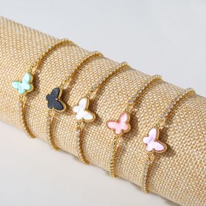 Pulseiras de borboleta de animais de borboleta Design de moda Crystal Rhinestone Tennis Chain Bangles para mulheres Bracelete de cobre Bracelete de cobre Presentes de joias de festa de Natal