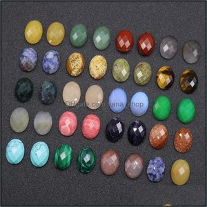 Taş 13x18mm Düz Arka Çeşitli Gevşek Taş Yüzlü Oval Kabin Cabochons Boncuklar Mücevher Yapma Şifa Kristal Toptan Dhseller2010 DHHHW