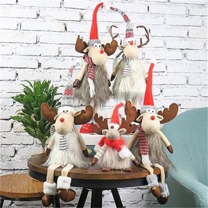 Noel Dekorasyonları Peluş Ren Geyiği Bebekleri Led Işıkları ile Noel Bebekleri Ayakta Elk Geyik Oyuncakları Ev Navidad Yıl Hediyeleri 220901