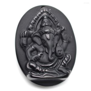 Kolye Kolyeleri Doğal Siyah Obsidiyen Taş Oyma Fil Ganesha Buda Fit Kolye Budist Takı Yapımı