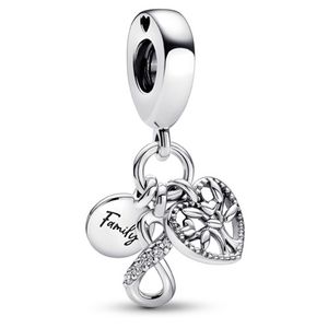 Family Infinity Fourle Dangle Charm 925 Gümüş Pandora İngiltere Kristal CZ Şükran Günü için Moment Moment Boncuklar Boncuklar Bilekler 792201C01 Andy Jewel