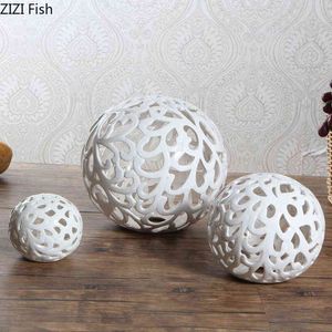 Декоративные фигурки минималистские полые ремесла керамические мячи скульптуры белый фарфор слон
