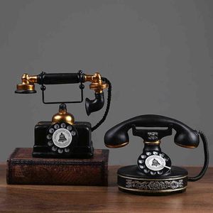 Dekoratif nesneler figürinler jieme Avrupa vintage reçine pikap telefon modeli yaratıcı ev ofis sundurma dekoratif telefon süsleri t220902