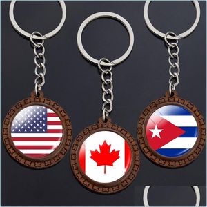 Anahtarlık Anahtarlıklar Bayrak Anahtar Zincirleri Kuzey Amerika Kanada Meksika Jamaika Bahamas Küba Barbados Cam Kubbesi Anahtarlık Ahşap Anahtarlık Dh6A3