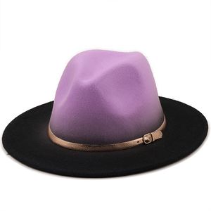 Küçük Şapka Sonbahar Kış Erkekleri S bayanlar Yeni Boyalı Yün Fedora Şapkası Avrupa ve Amerikan Tarzı İngiliz Big Brim Top Cross-Bud