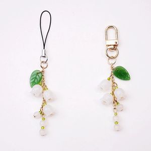 Creative Glass Lily of the Valley Key Chain Lanyards for Keys Bag Decor Hang Posce Flow