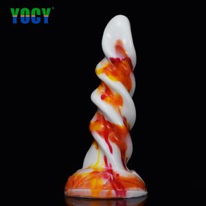 Itens de beleza yocy 2021 nova fantasia sexy brinquedo silicone vibrador anal plug plug plug spirotic designs com copo de sucção colorido paus coloridos