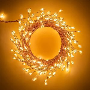 100/200 LED String Firecprackers küme çelenk peri ışıkları tatil bakır tel havai fişek ışığı düğün Noel D2.0