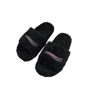 Winter Frau Wolle Slipper Designer Mode Brief Pelzigen Rutschen Sandale Warme Indoor Luxuriöse Plüsch Schuhe Mit Box Größe 35-42