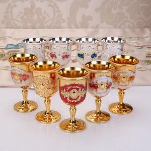 Kupalar 30ml şarap bardakları şampanya goblet kokteyl fincan altın retro metal cam Avrupa tarzı hediye bar ev dekor
