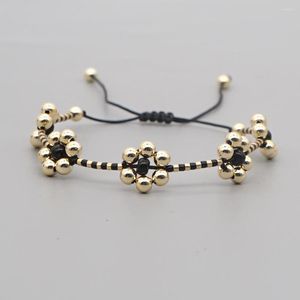 Bracelets de charme go2boho braclets de flores preto e dourado pulseira de miçangas para mulheres Trendy 2022 corda ajustável Jóias Japão Jóias