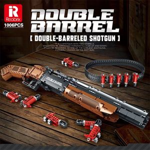 The Double-Barrel Shotgun Building Blocks Military Series PUBG MOC Weapon Model Education Boys Kids Gun Children Shooting Game Toys Christmas Gifts