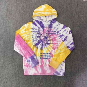 Erkek Hoodies Sweatshirts 2020FW Online Seramik Çiçekler Tie Boya Hoodie Erkek Kadın Hooded Gevşek Kazak Harajuku Street Giyim T220901