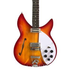 Stokta 6 telli kiraz güneş patlaması rickenback elektro gitar yarım içi boş gövdesi Roger sınırlı sayıda 6-string ricken guitarra