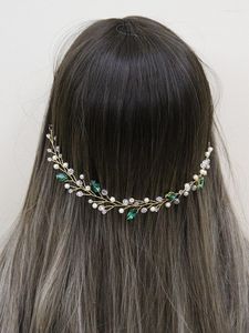 Başlıklar Retro Altın Yeşil Rhinestone Kadınlar Saç parçaları Kız Fascinators Party Balo Gümüş Düğün Aksesuarları Saç Gelin Bant