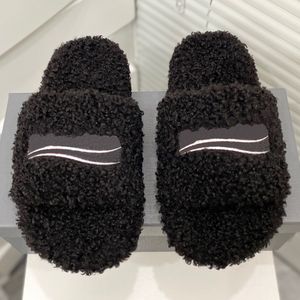 FURRY SLIDE SANDAL site oficial com o mesmo estilo Sandálias peludas pretas falsas shearling brancas bordadas esportivas populares clássicas moda casa mulas ao ar livre