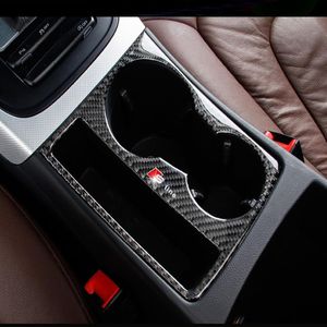 Karbon Fiber Araç İç Kontrol Dişli Vites Panel Su Kupası Tutucu Kapak Dönemi Strip Araba Stil Stulting Audi A4 B8 A5 AUTO ACCES246P