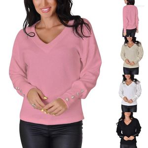 Kadın Sweaters Kadın Kayotuas Kadın Kazak Bahar Sonbahar Düğmesi Down V-Neck Fit Siyah Pembe Beyaz Külot Bayanlar Örgü