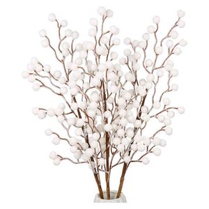 Faux Floral Greenery 1Pc Artificial White Berries Picks Stems Christmas Berries Branches Christmas Flower Pieces Table Centerpieces Diy Crafts J220906