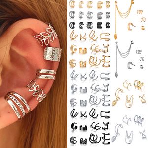 Silver Clip Earrings for Women Men Ear Cuff Non-Piercing Ear Clip Set