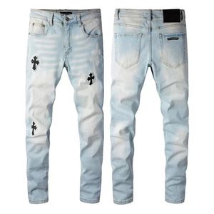 Tasarımcı kot pantolon denim nakış pantolon moda delikleri pantolon 28-38hip hop sıkıntılı fermuar pantolon erkek 2022