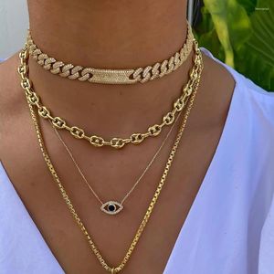 Choker Charm Miami Wide Heavy Catena a maglie cubane Micro Pave Cz Curve Bar Collane con ciondolo Colore argento dorato Donna Gioielli Hip Hop Rock