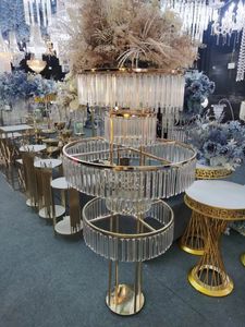 Lüks Moda Düğün Dekorasyon Arka Plan Çiçek Kulesi Stand Kristal Masa Centerpieces Süsleme Ekran Yıldönümü Partisi Buket Tutucu Sahne Arka Çekişleri