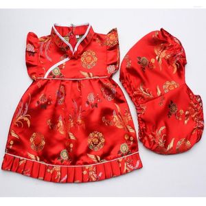 Etnik Giyim 2022 Yaz Çiçek Bebek Kız Giysileri Set Kıyafetler Bebek Takımları Yıl Çin Tepeleri Elbiseler Kısa Pantolonlar Qipao Cheongsam