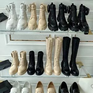 Tasarımcı Monolith Boots Kadın Rois ayak bileği botları platform savaş moda ayakkabı buzağı derisi markası askeri ilham alan deri ayakkabılar naylon siyah