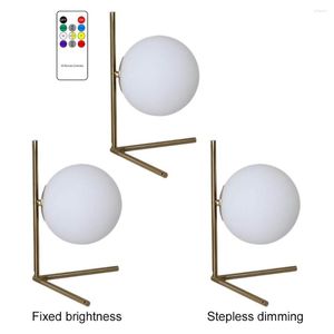 Masa lambaları İskandinav cam top LED lamba metal taban şık usb dokunmatik anahtar beyaz aydınlatma okuma oturma odası sanat dekorasyonu