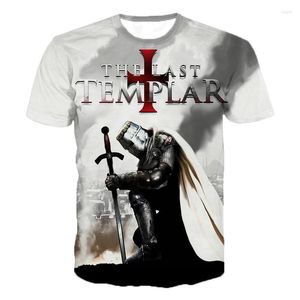 Мужские футболки Knight Templar 3DT Shirt Мужская модная повседневная футболка с коротким рукавом Street Wear Harajuku Top