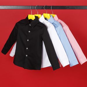 Baby Solid Color Shirt Terno infantil com camisa Kids White Preto Azul Roupas de algodão de mangas compridas mais velhelo tops grossos 20220908 E3