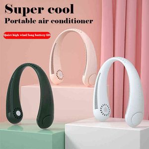 Electric Fans Portable Neck Fan Mini Wireless Electric Fans Air Cooling USB Rechargeable Bladeless Mute Neckband Fans for Sports Running T220907