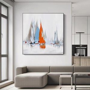 Modern impressionista Boat Oil Pintura a ￳leo 100% pintada ￠ m￣o Canvas Art Home Wall Decor Pictures for Living Room A 670