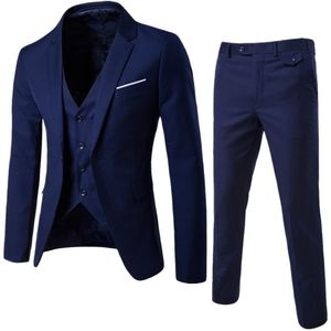 Erkek Suit Blazers Erkekler 3 Parça İnce Fit İş Takımı 1 Düğme Blazer Ceket Yelek Pantolon Katı Gelinlik ve Pantolon 220909