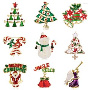 Broches da série de Natal clássicos de 20 estilos de estilos sinos de broche de árvore de snow boneco de neve santa anjo anjo delicado pino de cristal