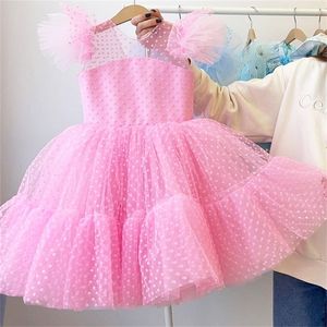 Kız elbiseler yaz kız elbise doğum günü partisi prenses elbise çocuklar polka dots elbisesi çiçek kız düğün Tutu kabarık elbiseler vestidos 220908