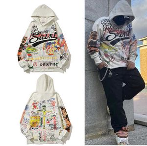 Tasarımcı Moda Hoodie Saint Mxxxx Graff Kazak Murakami Takashi Graffiti Kapşonlu Erkekler