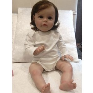 Bebekler 60cm Yeniden doğmuş yürümeye başlayan çocuk prenses Sue Sue el detaylı resim köklü saç çocuk oyuncakları Noel hediyesi 220912