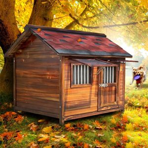 kennels pens Solid Wood Small Dog Houses Puppy Kennels Waterproof Rainproof Dogs Villa Outdoor Balcony Garden Pets Cage Cats Litter Supplies 220912