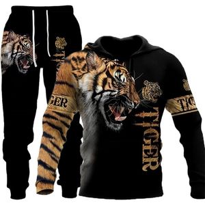 Mens Trailtsits Tiger 3d baskılı erkek sweatshirt hoodies set mens aslan tracksuitpulloveroveCetketpants Sportswear Sonbahar Kış Erkek Takım 220909