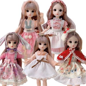 Куклы 30 см 1 6 BJD Little Girl милое платье 21 Съемное совместное совместное принцесса красота макияж мода DIY Игрушка рождения Рождество 220912