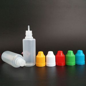 Çocuk geçirmez kapak uzun ince uçlu plastik damlalık şişeleri 15 ml e sıvı suyu 0.5 oz
