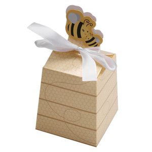 Embrulho de presente 50pcs/lote fofo ch￡ de beb￪ favorita o desenho animado de papel abelha caixa