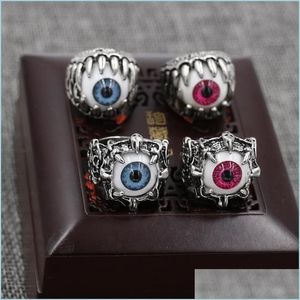 Группа звонит винтажный Dragon Claw Evil Eye Skl Ring Кольцо, подражая из нержавеющей стали байкер -байкер дьявол глазной яблоко Хэллоуин Партий