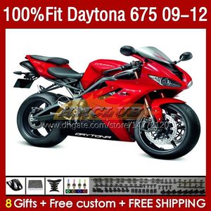 Mold￵es de inje￧￣o para Daytona 675 675r 2009-2012 Bodys 150no.35 Daytona675 09 10 11 12 Bodywork Daytona 675 r 2009 2010 2012 2012 OEM Fairing Kit Stock Red Red