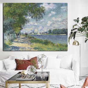 HD Print Claude Monet Seine в Argenteuil Imppressionist Landscape Oil Painting на холсте.