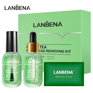 LANBENA 3-in-1 Green Tea Oil Blackhead Remover Peel Off Mask for Pores Nose Chins Face Beauty Set